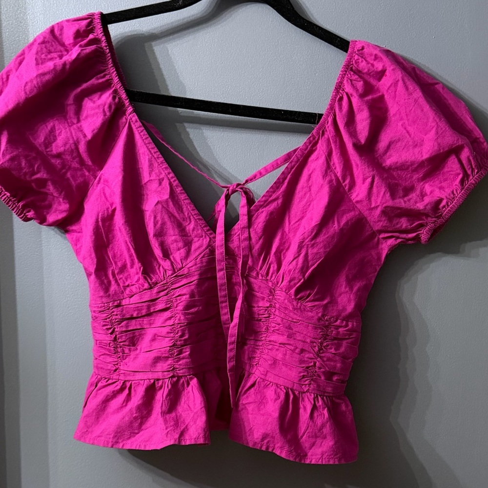 Chic Fuchsia Ruched Women's Blouse